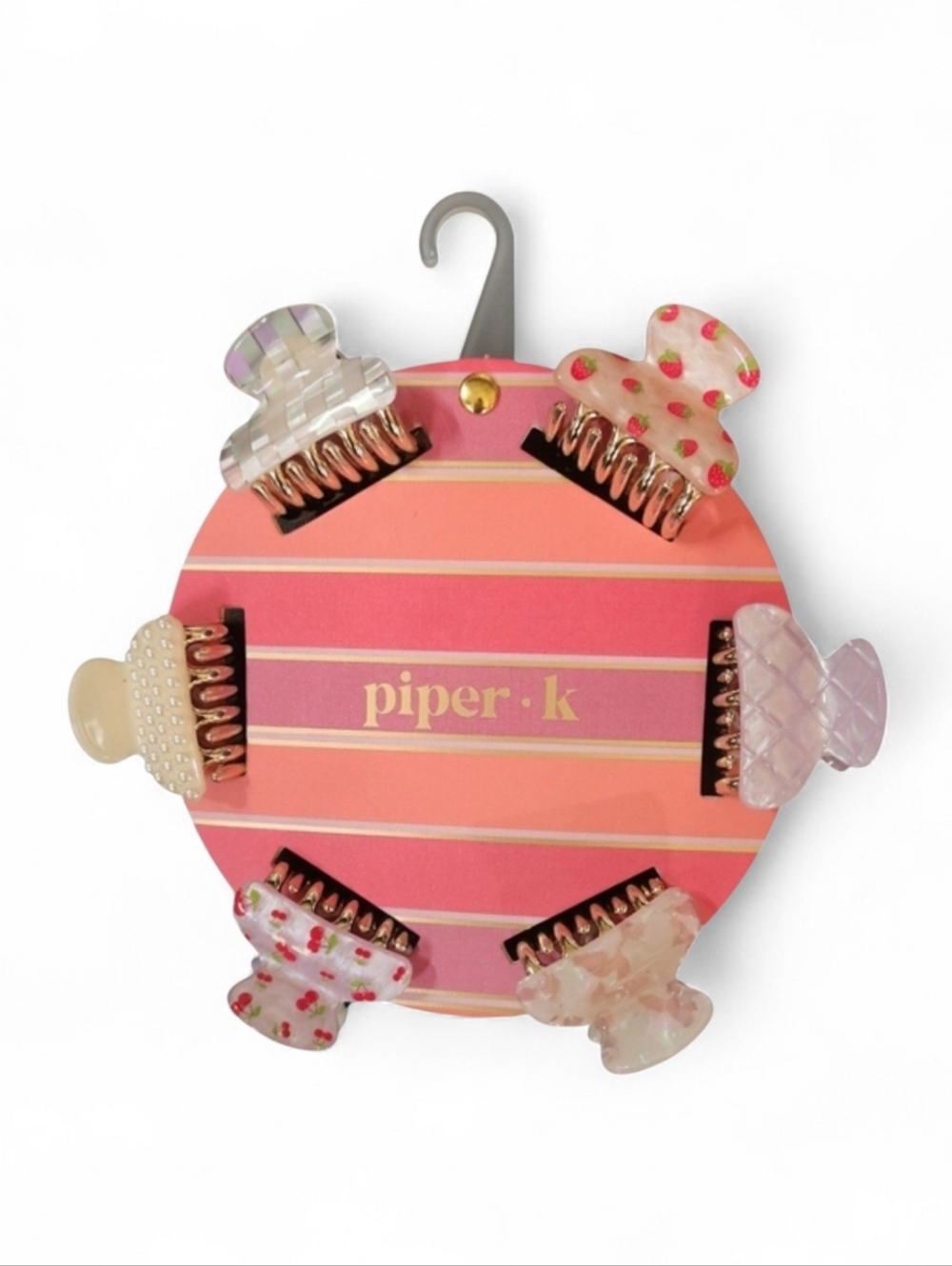 Piper K Mother of Pearl Iridescent Beaded Fruit Design Hair Clip Set